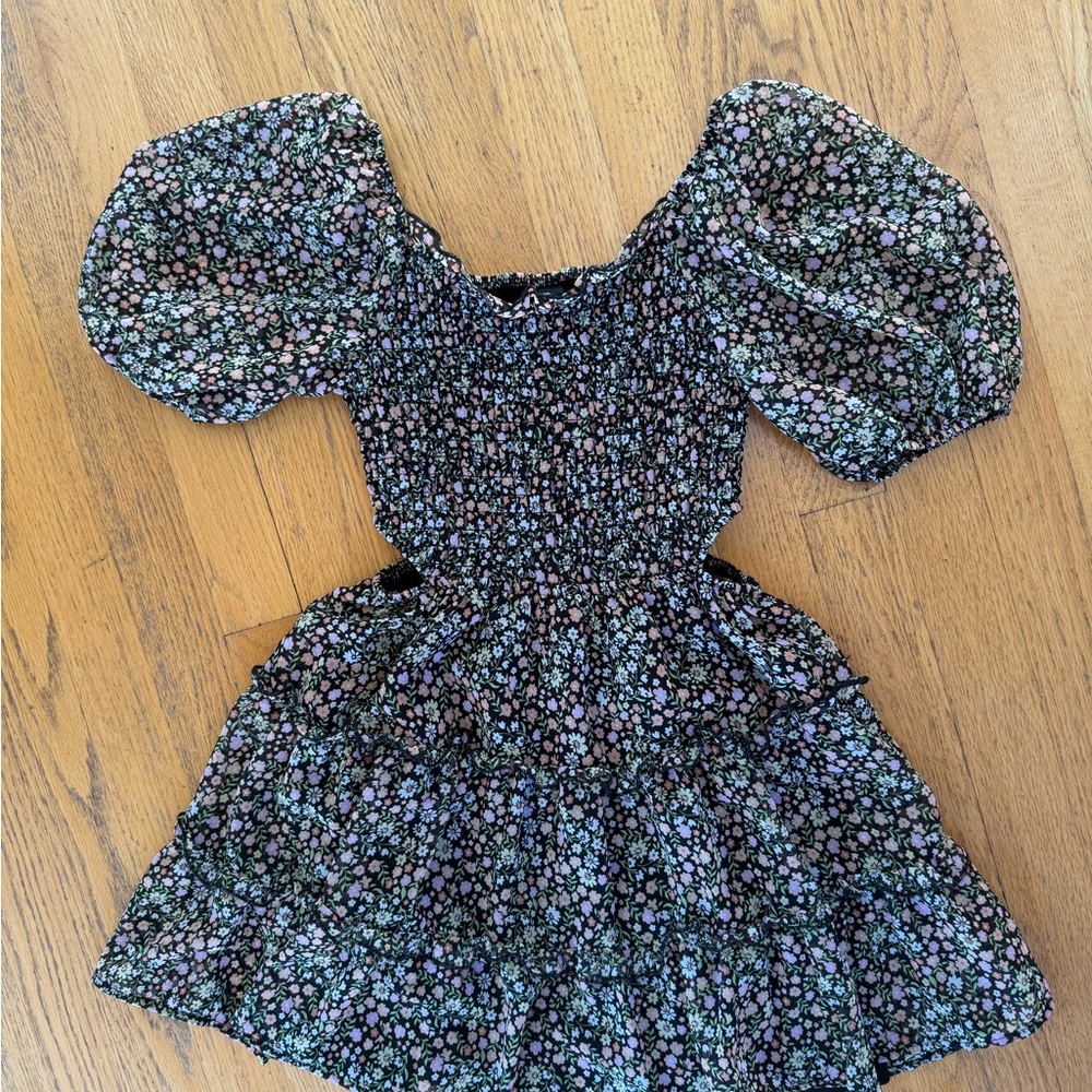Art Class Black Floral Smocked Dress